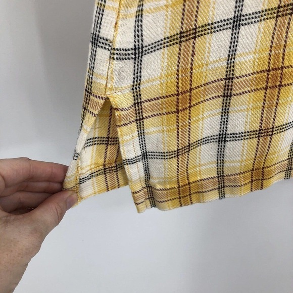 Maltos Men’s Button Up Shirt Size L Plaid Linen Rayon Blend Short Sleeve Yellow - Picture 5 of 12
